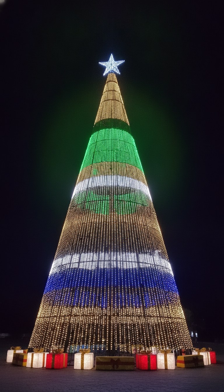 Árbol de Navidad de LED de 22 metros iluminado
