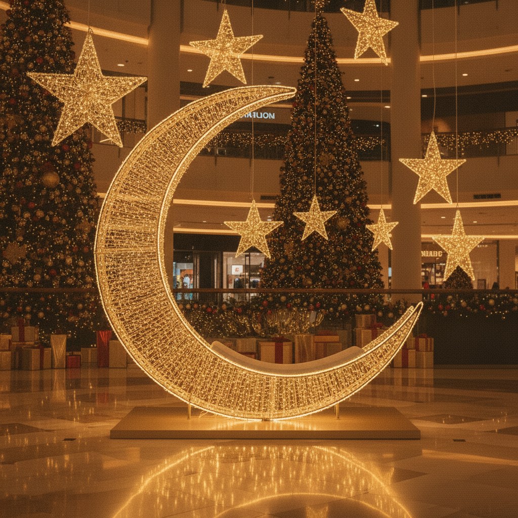 Luna encantada iluminada con estrellas